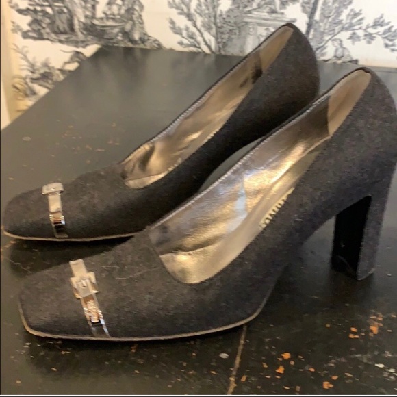 Moschino Shoes - Moschino grey flannel signature logo shoes